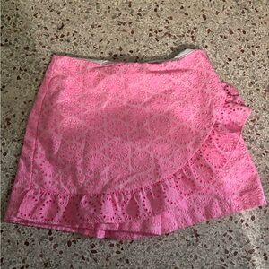 Lilly Pulitzer Size 4 Faye Skort Skirt Short in Prosecco Pink Eyelet Lace Ruffle